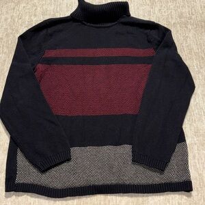 XL Karen Scott 100% cotton turtle neck sweater black red white womens Valentines